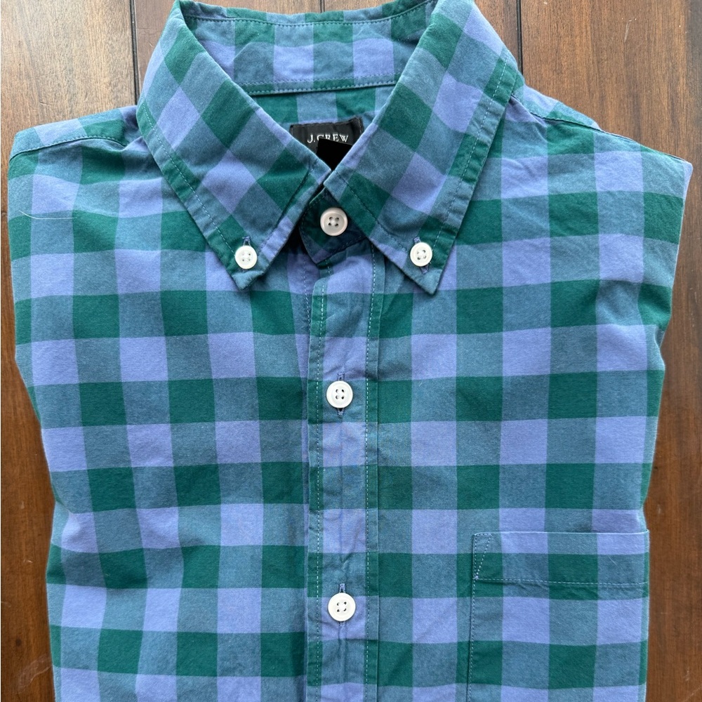 J. Crew Casual Shirt in Green and Blue Check